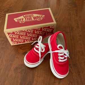 Barely worn!  Authentic Vans.  Red.  Toddler 7